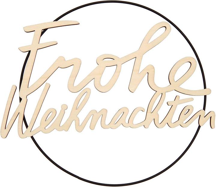 Produktbild Rico Design Holzschriftzug "Frohe Weihnachten", magnetisch für Metallringe Ø 25 cm