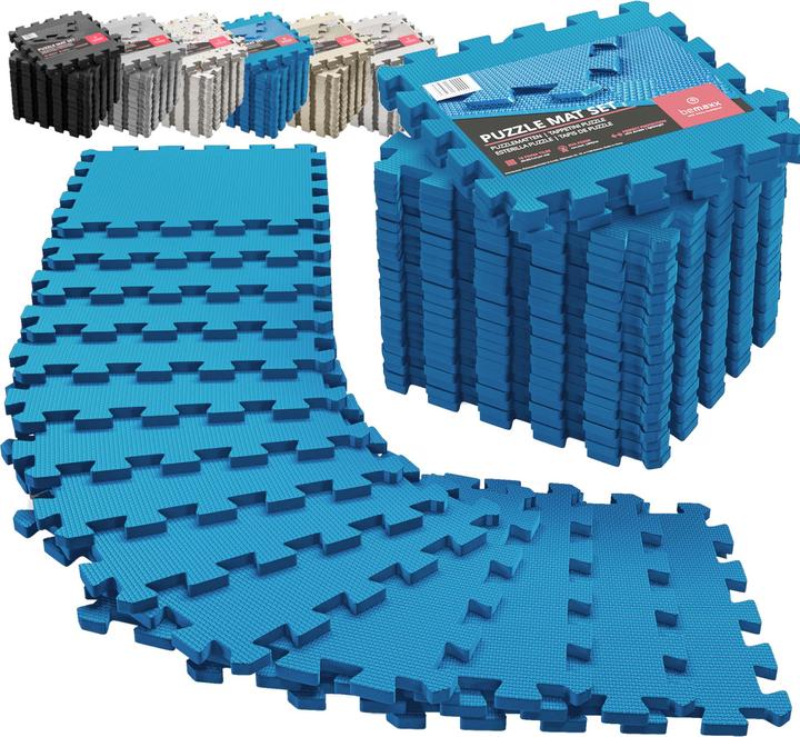 BeMaxx Tapis de protection pour puzzle, 18 pièces Bleu (1 cm)