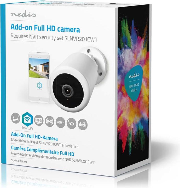 Actual product image Nedis SLNVRC01CWT SmartLife Wireless Camera System Additional Camera Full HD 1080p IP65 Night Vision (1920 x 1080 Pixels)