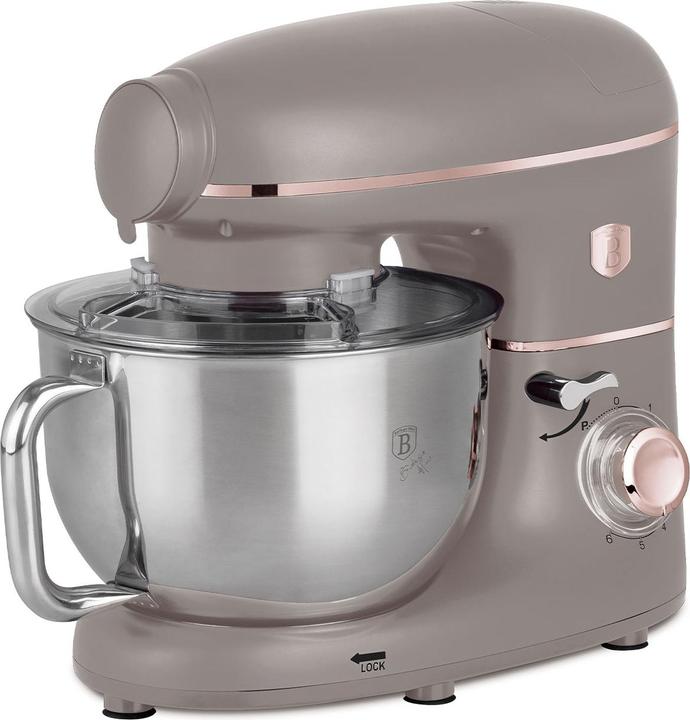 BerlingerHaus Design Küchenmaschine inkl. Fleischwolf & 3 Pasta-Aufsätze, 1500W, taupe (1500 W)