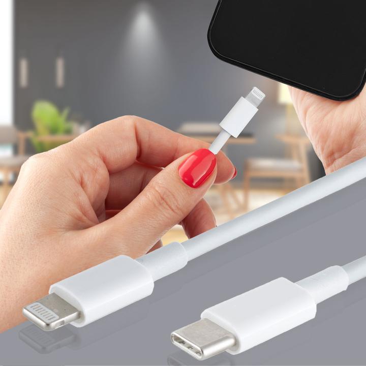 Immagine prodotto S-Impuls Set di 3 cavi di ricarica rapida USB-C a 8 pin, bianco, 2 m (2 m, USB 3.2 Gen 1)