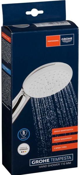 Produktbild Grohe Tempesta 110 Handbrause 3 Strahlarten (3 Strahlarten, 13.50 l/min)