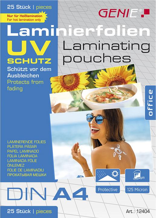 Actual product image Genie Laminating pouches 4 foils with UV protection. (A4, 25 Piece, 125 µm)