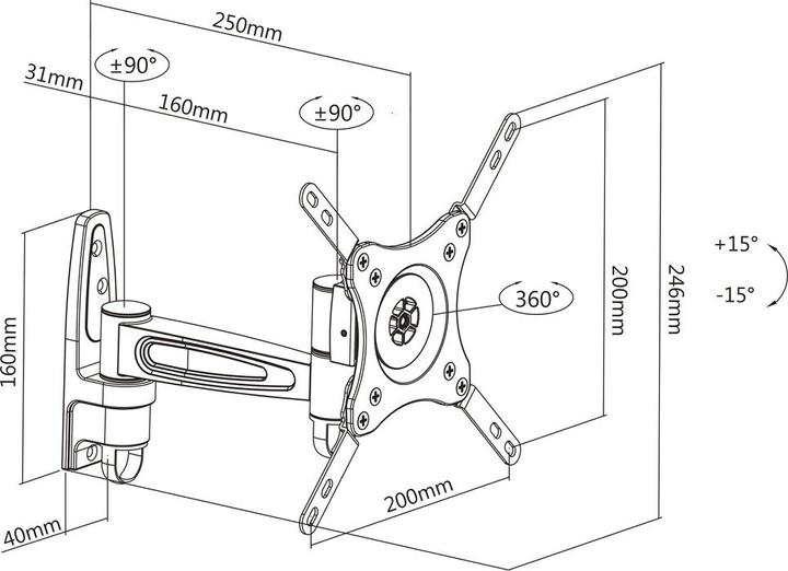 Produktbild Multibrackets M VESA Flexarm 360 II (Wand, 32", 60 kg)