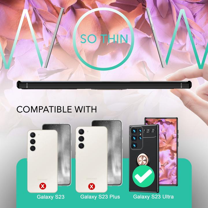 Produktbild Nalia Matte Ring Silikon Hülle mit 2x Displayschutz (Samsung Galaxy S23 Ultra)