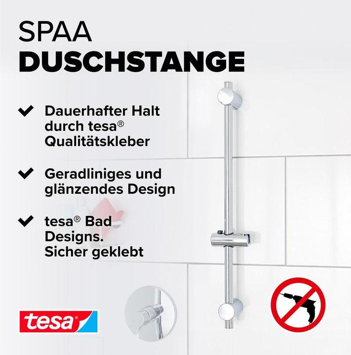 Produktbild tesa SPAA Duschstange inkl. Klebelösung ohne Bohren
