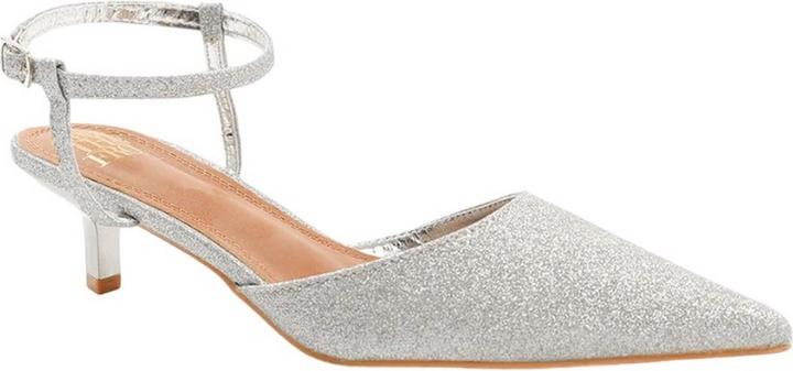 Actual product image Where's That From Womens/Ladies Malta Glitter Faux Leather Ankle Strap Kitten Heel Sandals (37)