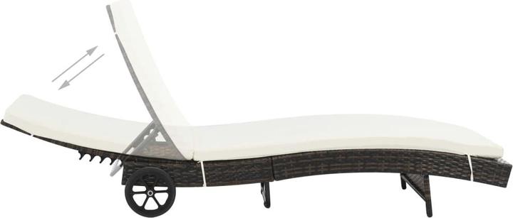 Actual product image VidaXL Sonnenliegen 2 Stk. mit Rollen und Auflagen Poly Rattan (60 cm)