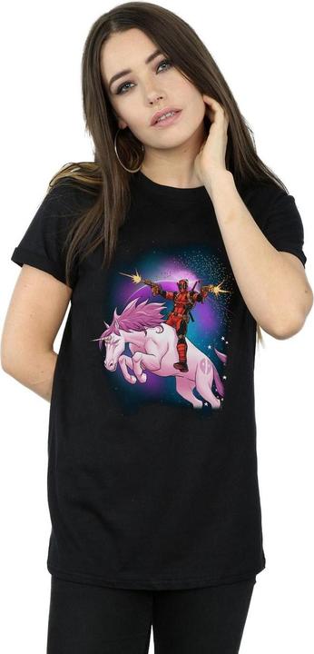 Actual product image Womens/Ladies Deadpool Space Unicorn Boyfriend Fit Cotton Boyfriend T-Shirt (L)