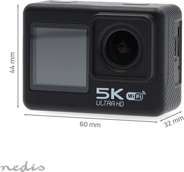 Actual product image Nedis Action Cam | Dual screen | 5K@30fps | 16 MPixel | Waterproof up to: 30.00 m | 80 min | Wi (30p, Wi-Fi)