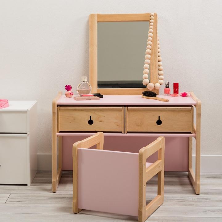 Immagine prodotto Montessori Tavolo multifunzionale con 2 cassetti + 1 sedia - SET - NATUR ® mobili per bambini (Dinette per bambini)