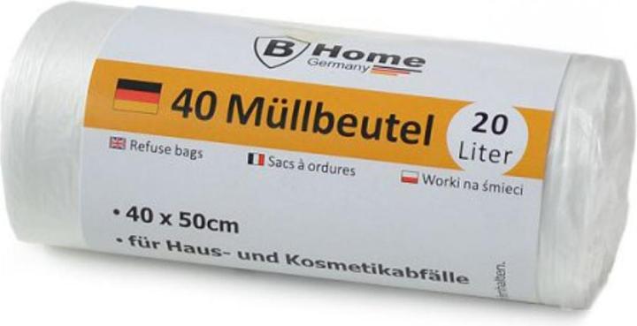 Produktbild B-Home Müllbeutel Abfallbeutel Mülltüte Müllsack Abfallsack Plastikbeutel (40 x, 20 l)