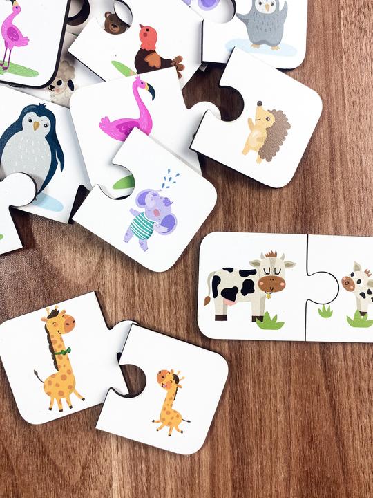 Actual product image Activity Board Puzzle 2 piece jigsaw, educational material, homeschool preschool cards, animals matching game