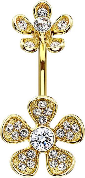 Produktbild Star Piercing Banane Innengewinde 14k vergoldet doppel Blume (Chirurgenstahl 316L, Messing)