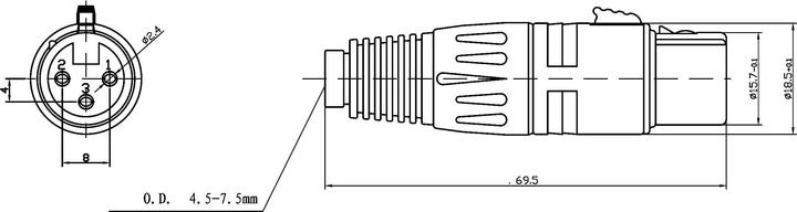Actual product image Bemero XLR connector BC1001NI-F