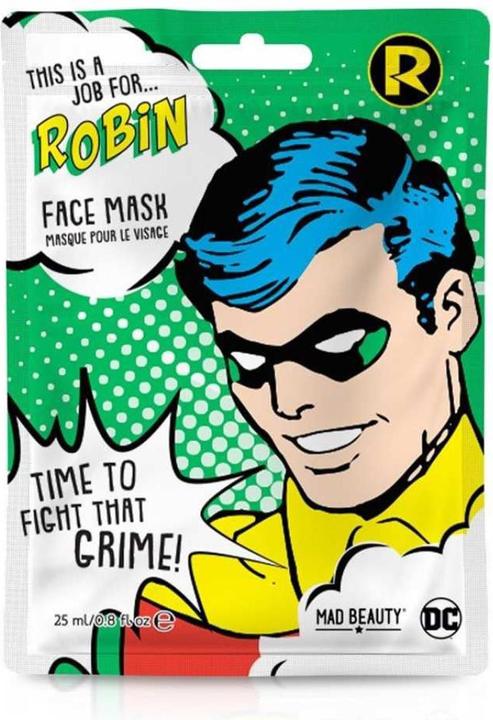 Immagine prodotto Mad Beauty DC Superheroes Robin Maschera Viso Maschera in fogli idratante e rinfrescante per una pelle nutrita (25 ml)