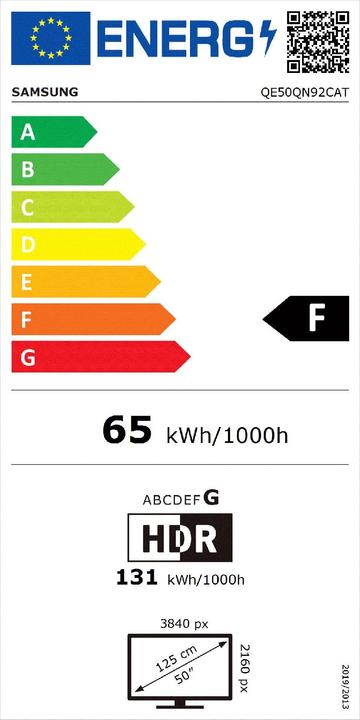Energie-Label Samsung 50 INCH NEO QLED 4K SMART TV QE50QN92C QLED TV (50", QLED, 4K, 2023)