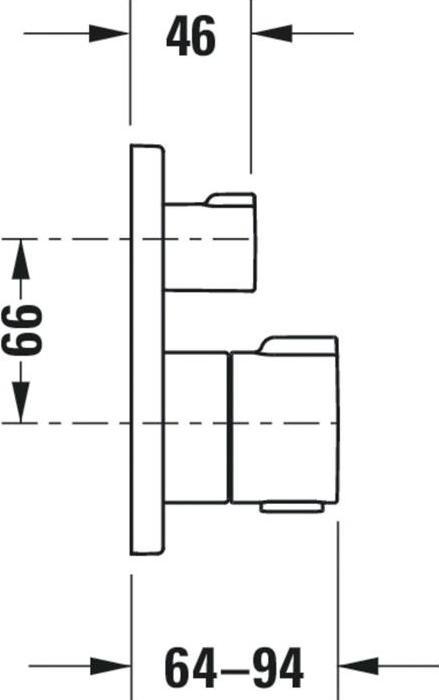 Image du produit Duravit Thermostat de baignoire C.1 UP avec robinet d'arrêt/inverseur carré chromé