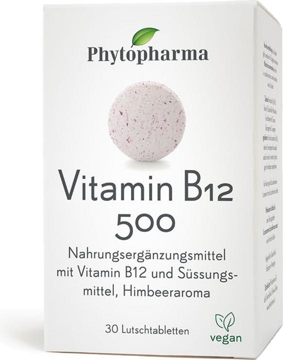 Immagine prodotto Phytopharma Vitamina B12 Lutschtablette 500 mcg (30 Pezzo/i, Pillole, 40 g)