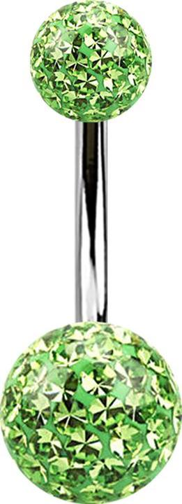 Immagine prodotto Star Piercing Banana argento con due sfere di cristallo verde chiaro Strato protettivo epossidico (Titanio G23, senza ottone)