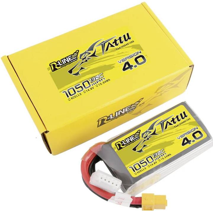 Produktbild Tattu R-Line 4.0 1050mAh 14,8V 130C 4S1P XT60 Battery (14.80 V, 1050 mAh)