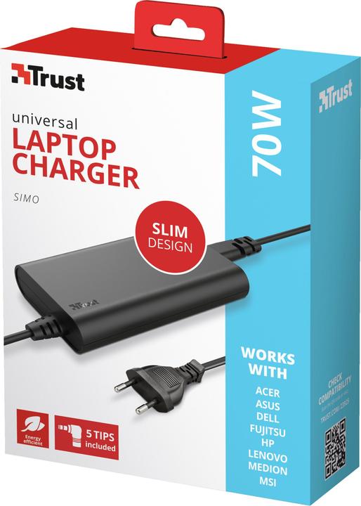Image du produit Trust Simo Slim Laptop Charger 70w (70 W)