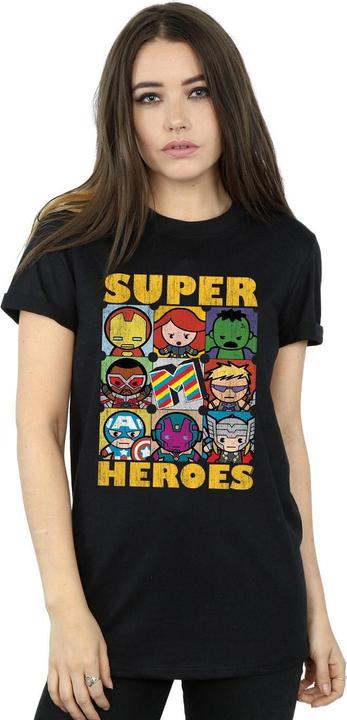 Actual product image Womens/Ladies Kawaii Super Heroes Cotton Boyfriend T-Shirt (L)