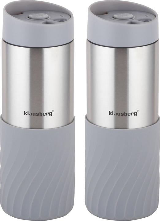 Produktbild Klausberg 2er-Set Doppelwandiger Thermobecher, 420ml, grau (0.42 l)