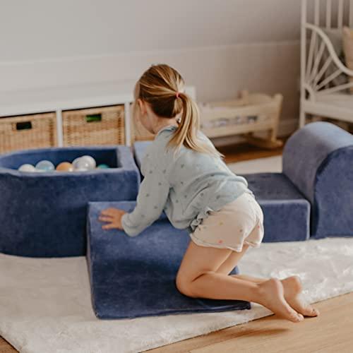 Produktbild Activity Board Schaumstoffspielplatz mit Bällebad 200x45cm/100 Bälle für Kinder - Baby-Softbausteine, Samt, Beige: