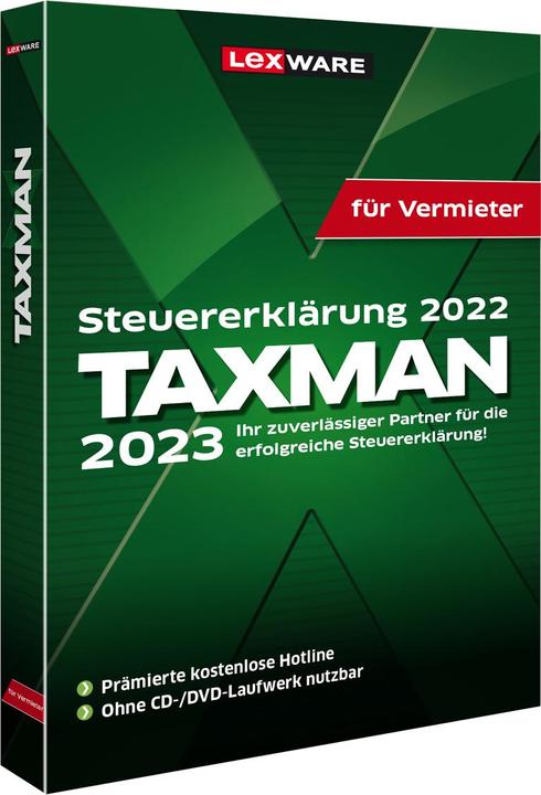 Produktbild Lexware TAXMAN 2023 für Vermieter 1 Benutzer Download Win, Deutsch (06860-2014) 1 license(s) (1 User, 12 Monate)