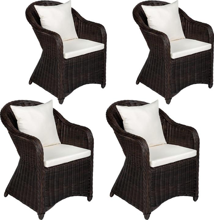 Actual product image tectake 4 Garden chairs luxury rattan + cushions