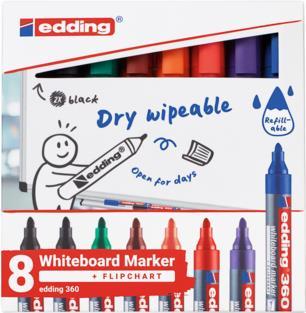 Immagine prodotto Edding Pennarello per lavagna bianca (Arancia, Viola, Rosso, Verde, Marrone, Blu, Nero, 3 mm, 8 x)