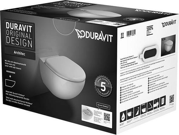 Actual product image Duravit Wall-hung WC set ARCHITEC RIMLESS deep, 365x575mm white