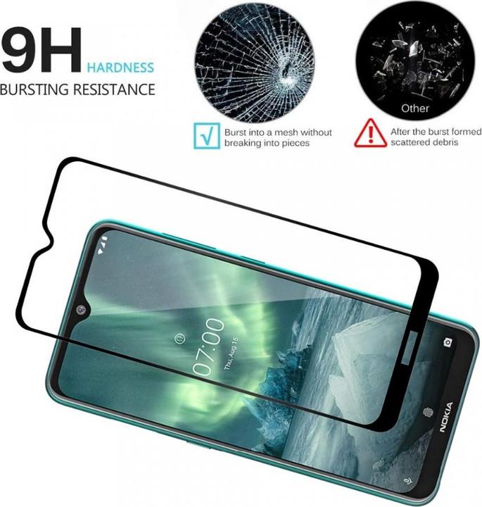 Produktbild Screenguard Nokia 7.2 Full Screen Panzerglas Schutzfolie 2.5D 9H (1 Stück, Nokia 7.2)