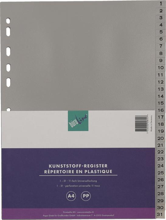Produktbild BüroLine Register PP grau A4