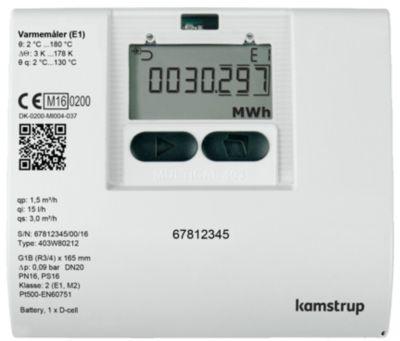 Productafbeelding Kamstrup MULTICAL® 403, 2,5m3, returmontage 190 mm,. med ultralydsflowdel, forskruninger og vaegbeslag