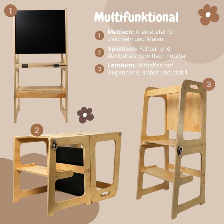 Produktbild Hermex Faltbarer Kinder-Lernturm aus Holz mit Maltafel