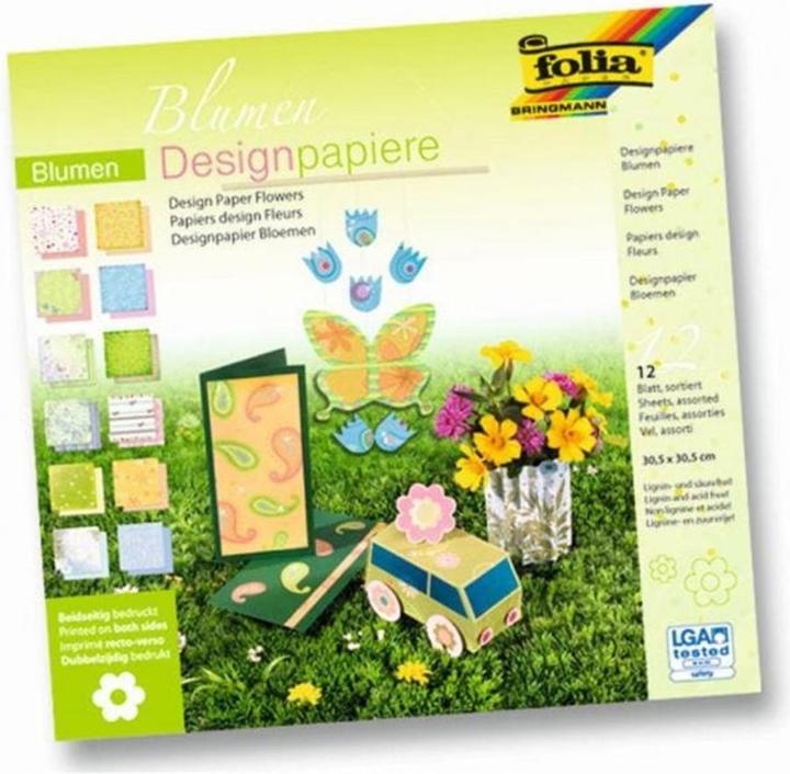 Produktbild Folia Designpapier Block Blumen (190 g/m², 12 x)