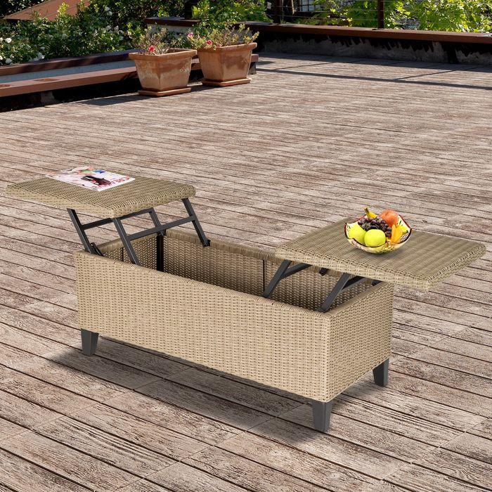 Actual product image Swisshandel24 Polyrattan side table garden coffee table garden table balcony table extendable steel khaki 103 x