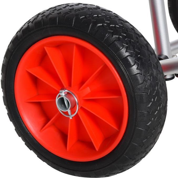 Actual product image Swisshandel24 Aluminium canoe trolley Kayak trolley Surf trolley foldable with strap Synthetic leather wheels