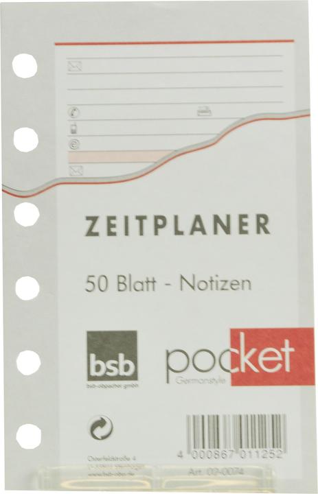 Actual product image BSB-Obpacher Address inserts approx. A7 50 sheets (12 x 8 cm)