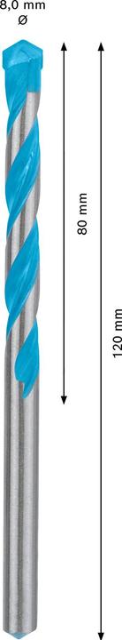 Actual product image Bosch Professional Zubehör Expert CYL-9 MultiConstruction drill, 8 x 80 x 120 mm, d 7.2 mm (8 millimetres)