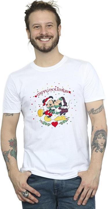 Actual product image Disney Mens Mickey Mouse Mickey Minnie Christmas T-Shirt (XL)