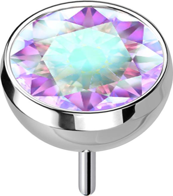 Star Piercing Threadless Halbkugel silber mit Kristall multicolor (ohne Messing, Titan G23)