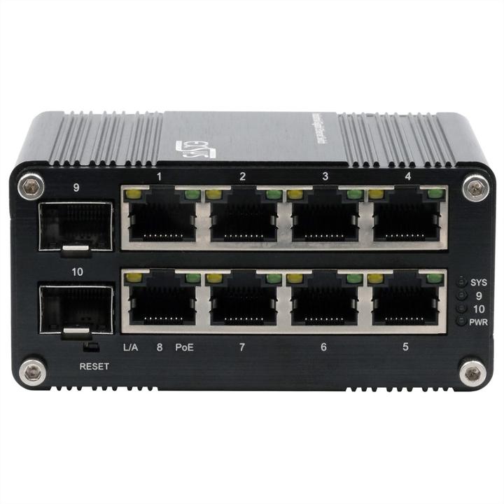 Actual product image Exsys Web-Managed Mini PoE+ Switch 8x 1 Gbit/s + 2x SFP (10 Ports)