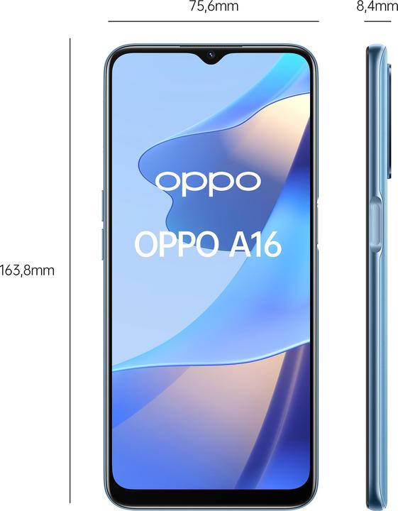 Image du produit OPPO A16 (32 Go, Pearl Blue, 6.52", Double SIM, 13 Mpx, 4G)