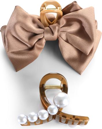 Actual product image Trisa Fashion hair clip with pearls and hair clip with brown mesh (1 pcs.)