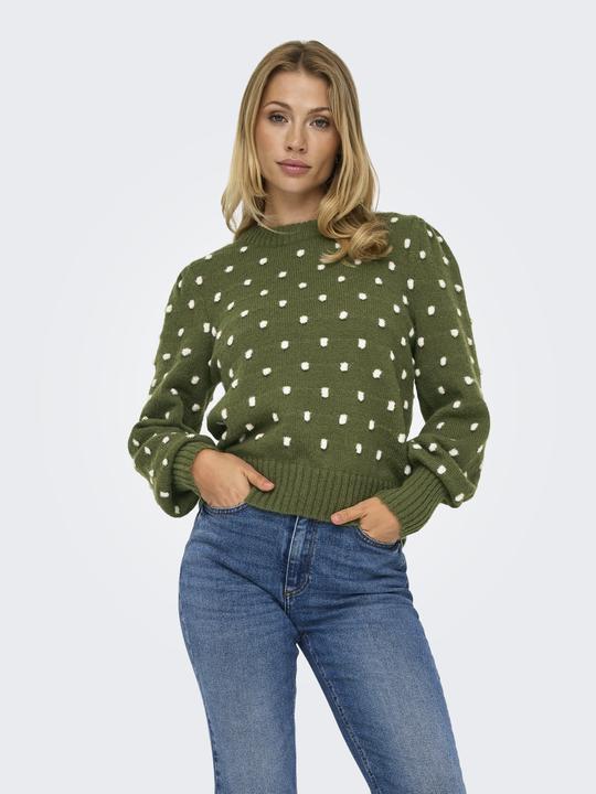 Immagine prodotto JdY Vestibilità regolare Collo alto Polsini lunghi Maniche a sbuffo Pullover Maglione in maglia (XXL)