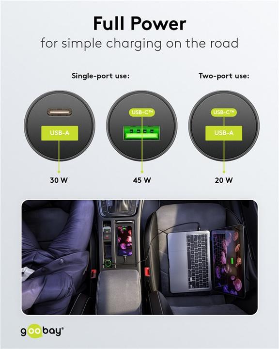 Produktbild Goobay Dual USB Auto Schnellladegerät