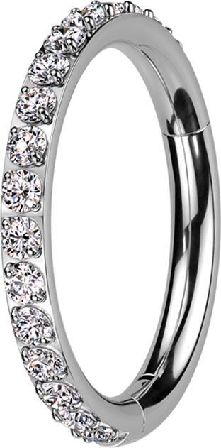 Produktbild Star Piercing Micro Segmentring klappbar silber seitlich Kristalle silber (Titan G23, ohne Messing)